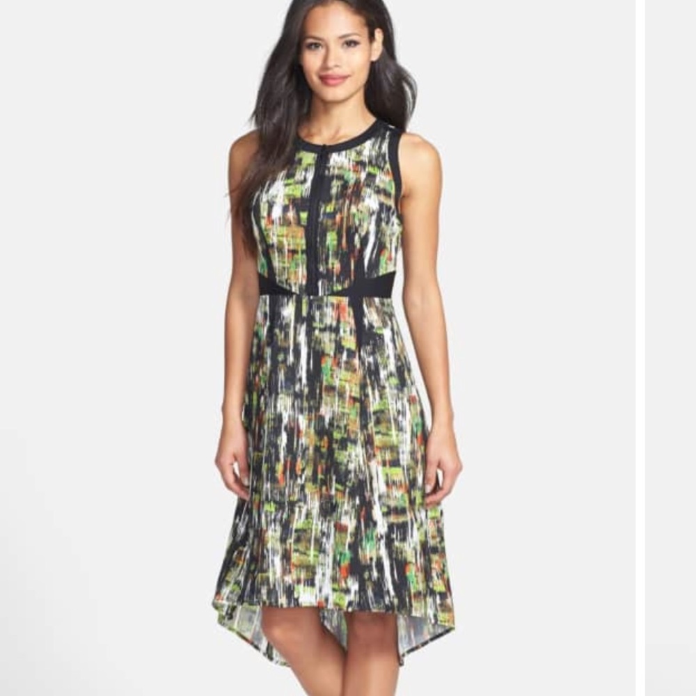 Classiques Entier Hi-Low Silk Print Dress Zipper